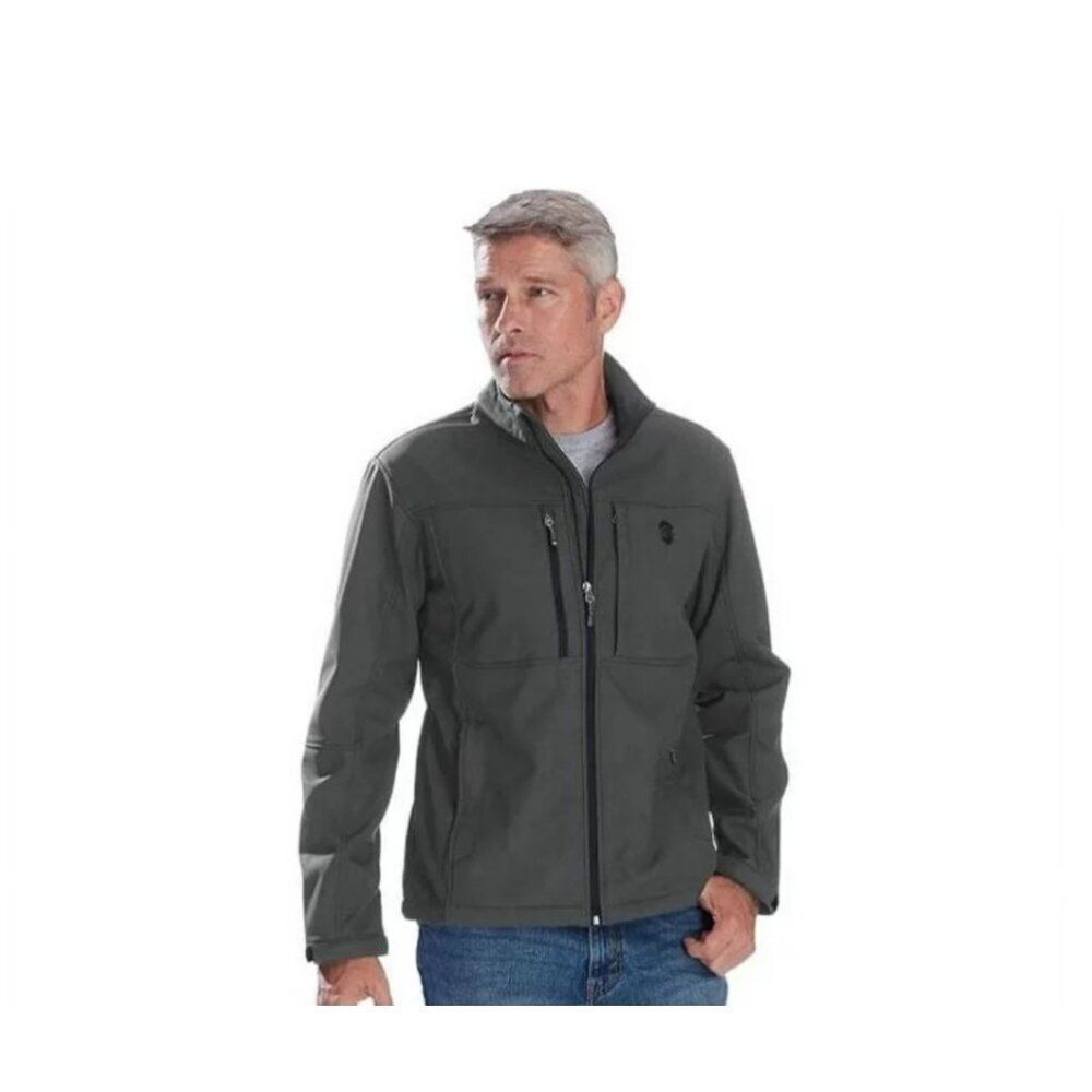 Free Country Men Gray Zip Front Softshell Jacket Size XXL (50-52)